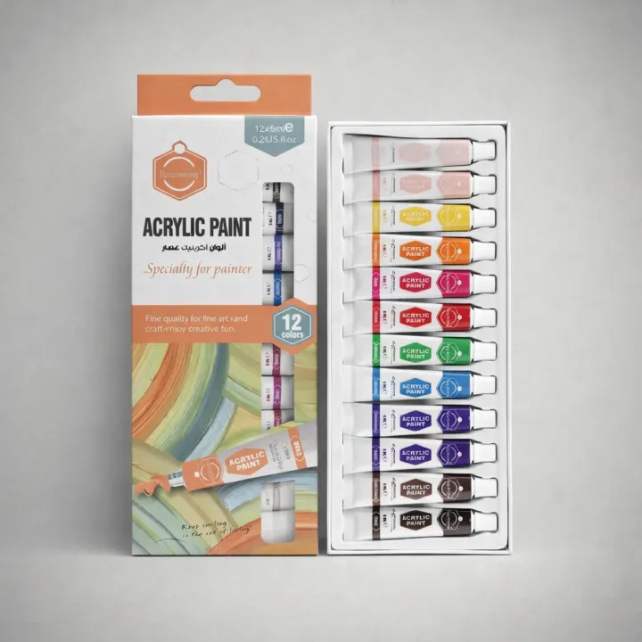 Acrylic Colour Paints - Pack of 12